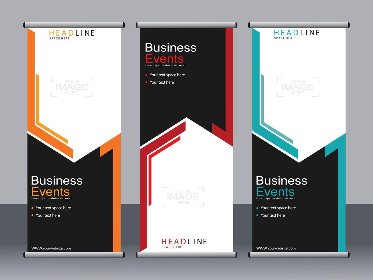 Business banner roll up set standee banner template. vector