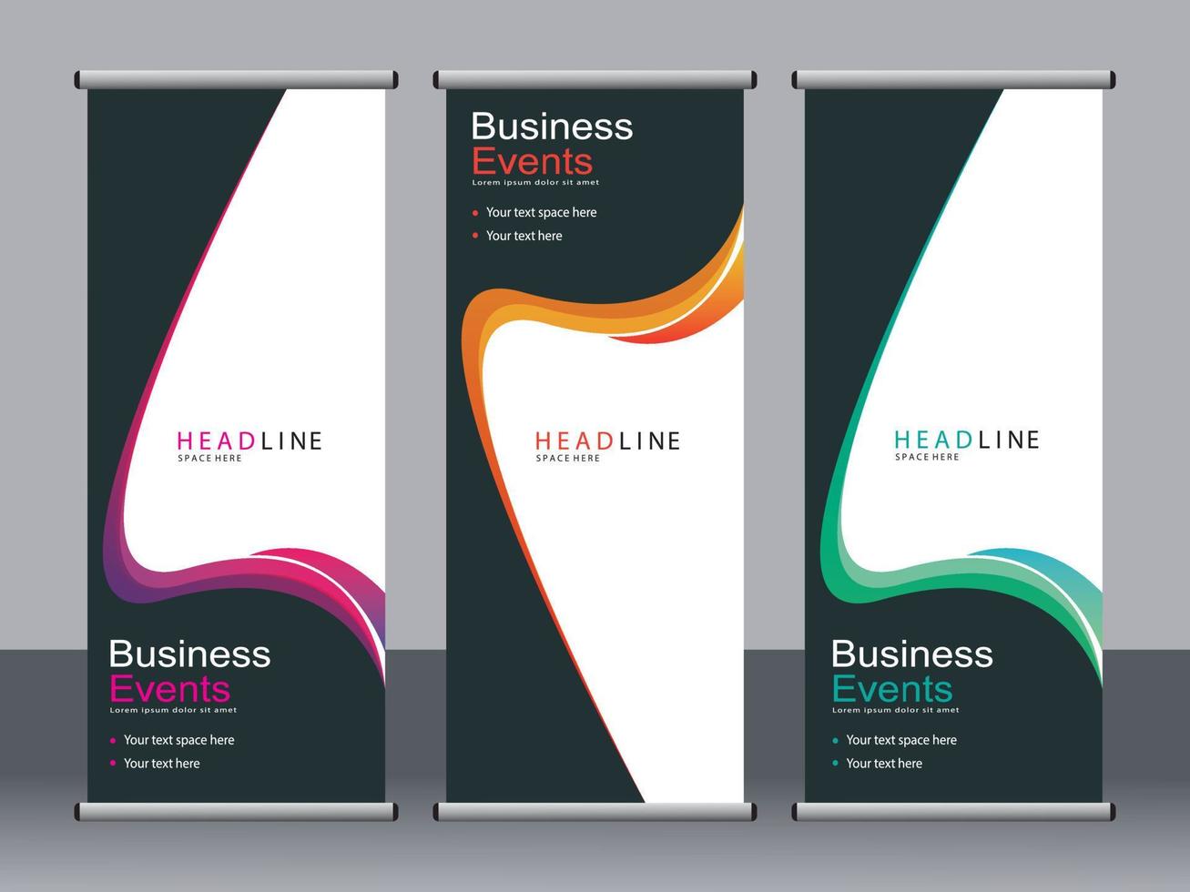 Business banner roll up set standee banner template. vector