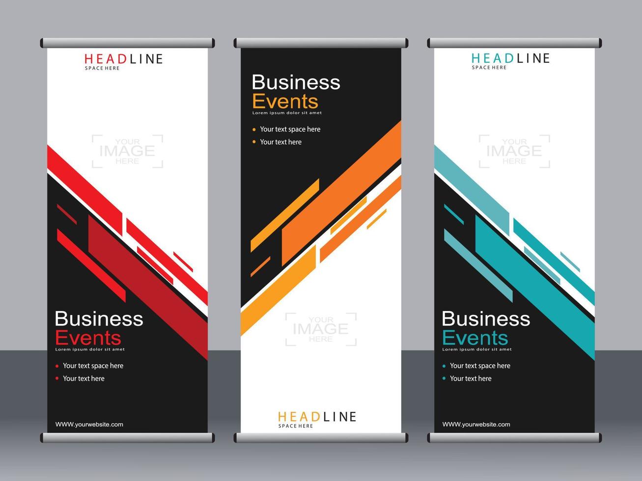 Business banner roll up set standee banner template. vector