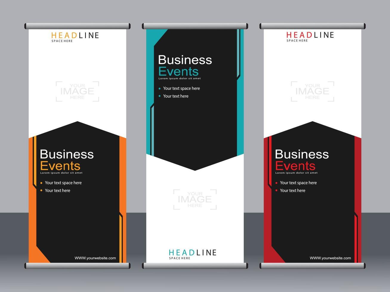 Business banner roll up set standee banner template. vector