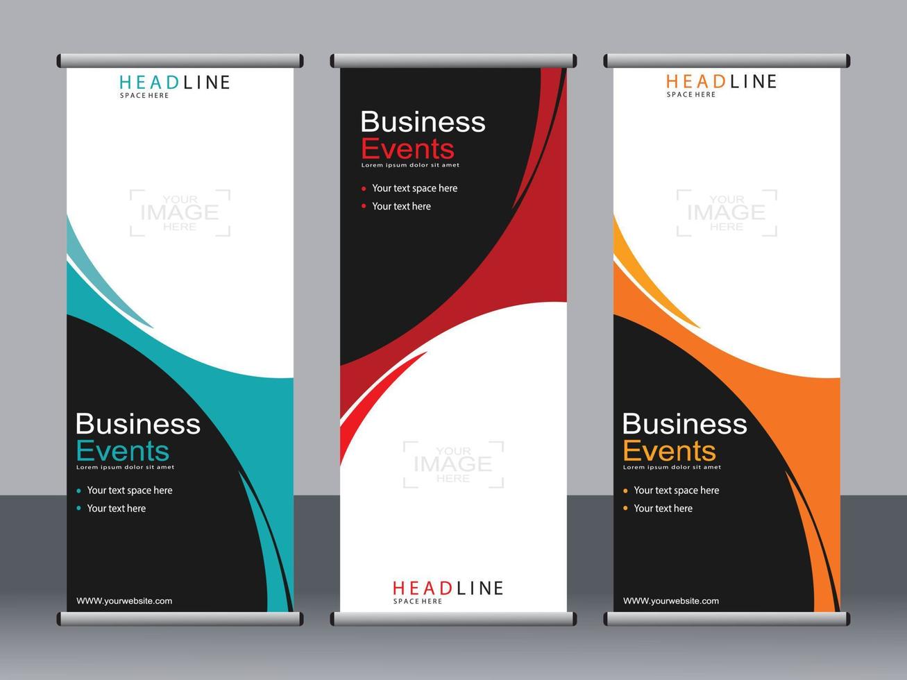 Business banner roll up set standee banner template. vector