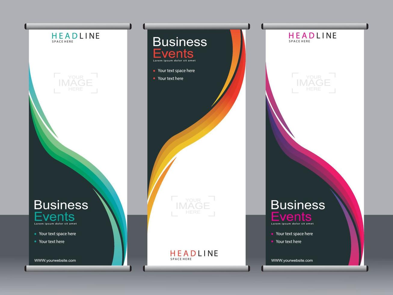 Business banner roll up set standee banner template. vector