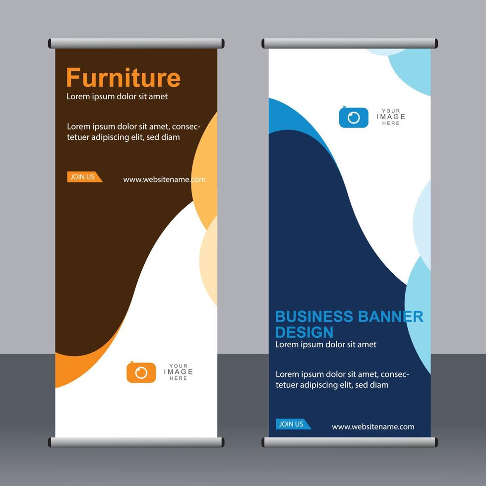 Business banner roll up set standee banner template. vector