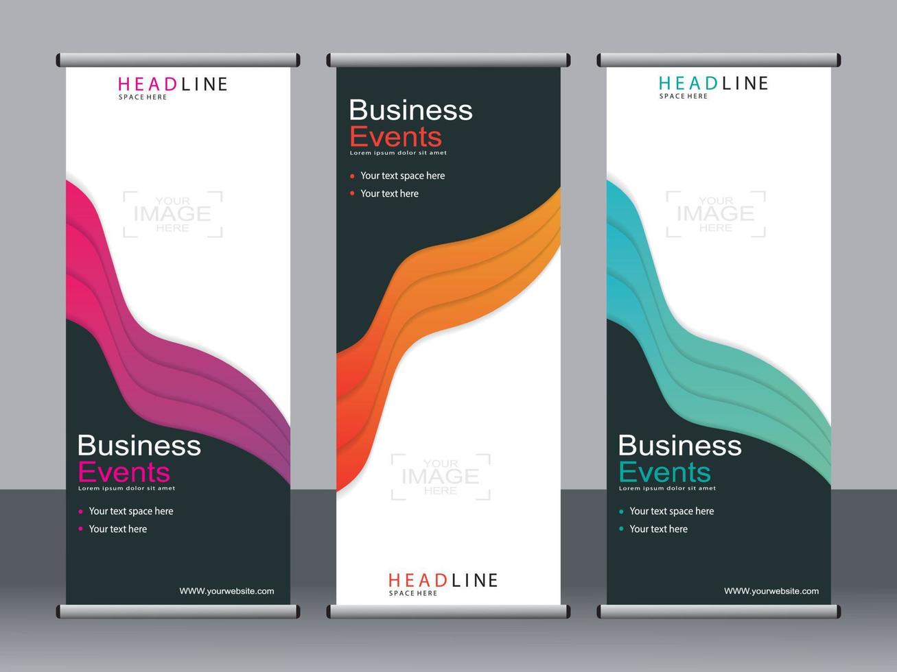 Business banner roll up set standee banner template. vector