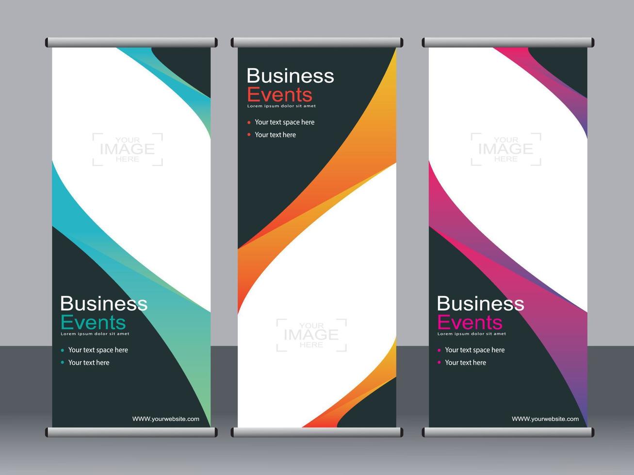 Business banner roll up set standee banner template. vector