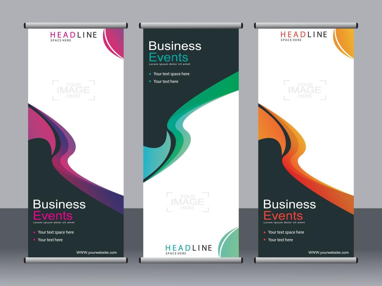 Business banner roll up set standee banner template. vector