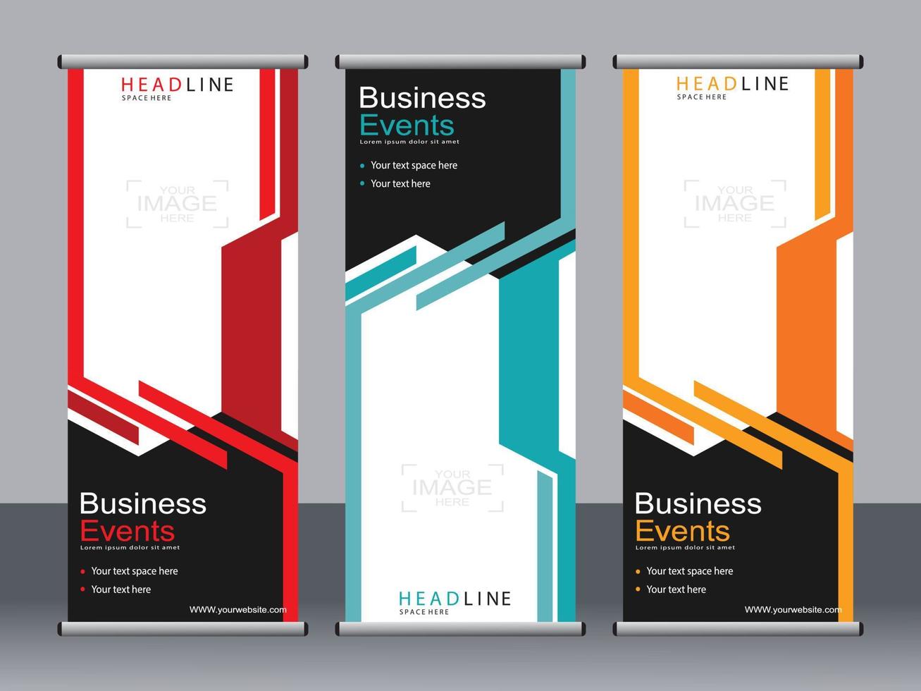 Business banner roll up set standee banner template. vector
