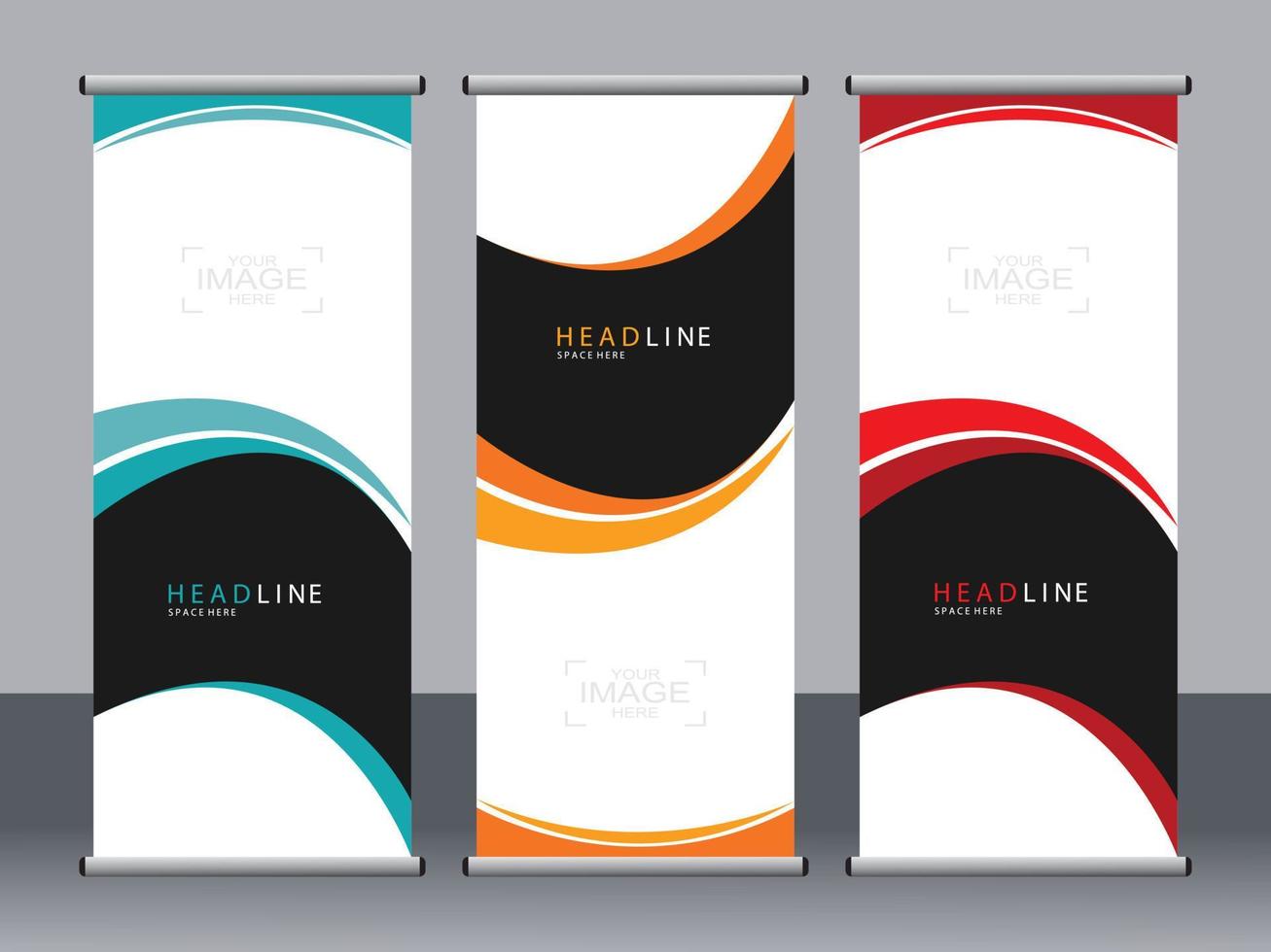 Business banner roll up set standee banner template. vector