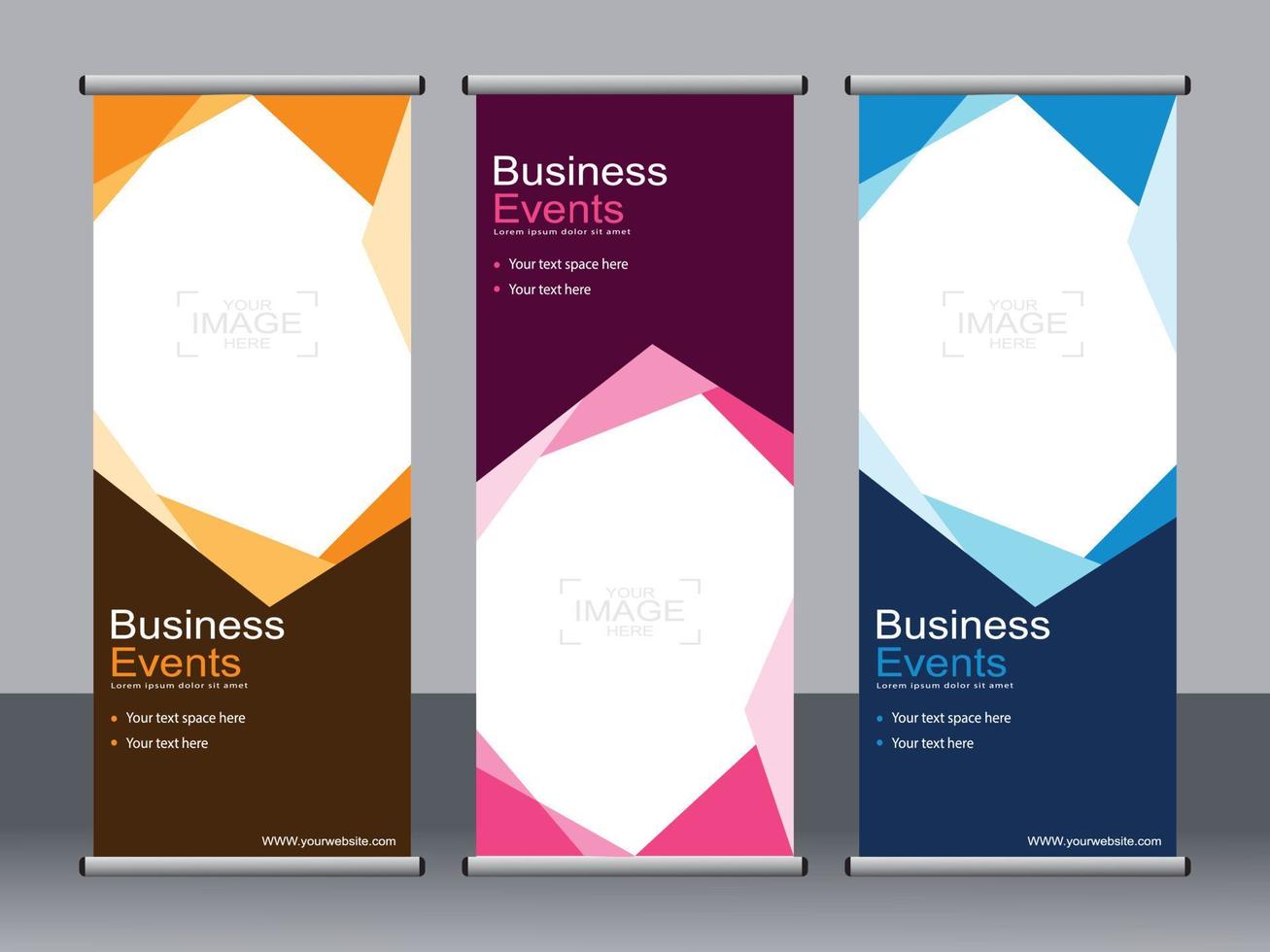 Business banner roll up set standee banner template. vector