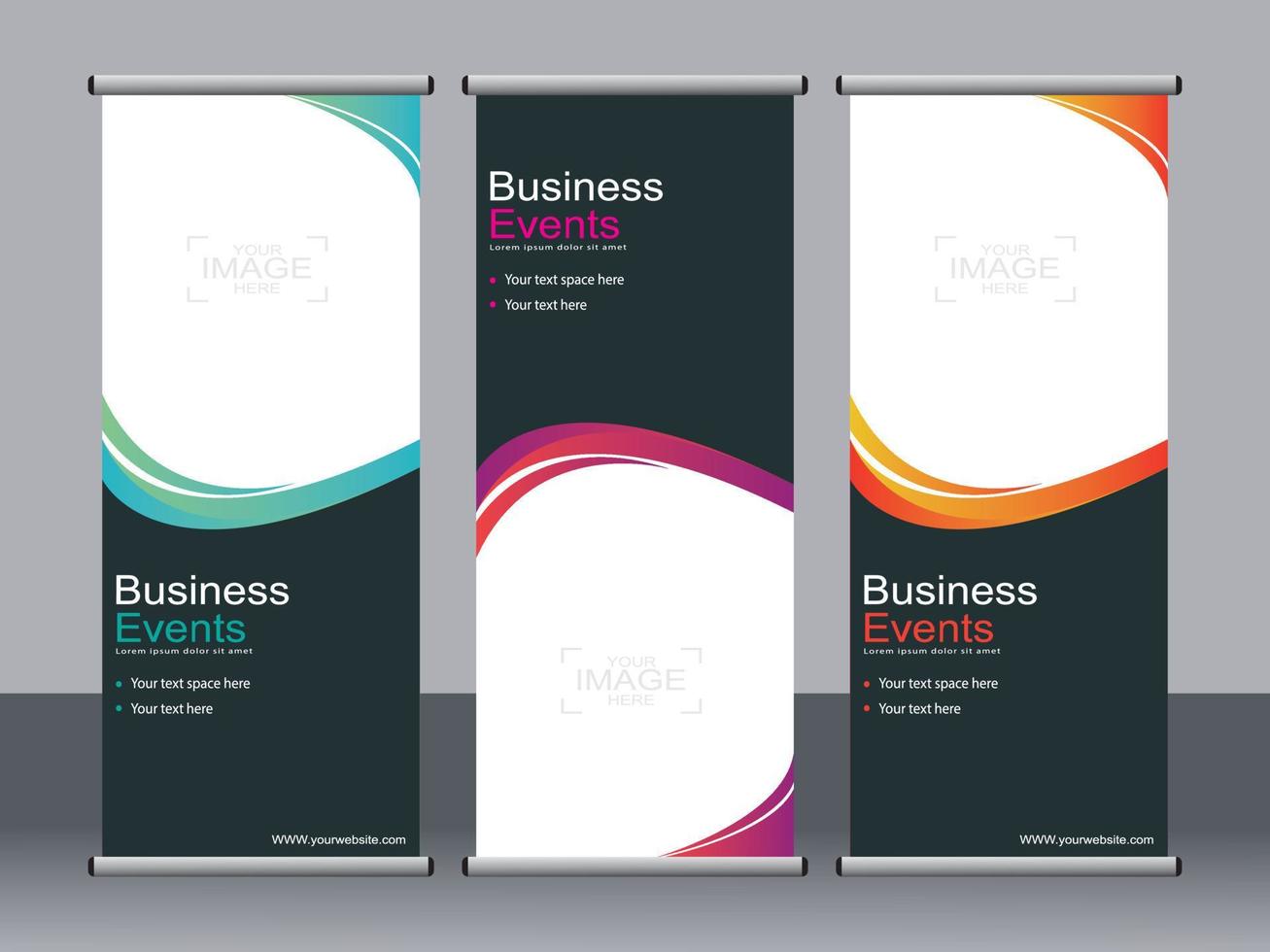 Business banner roll up set standee banner template. vector