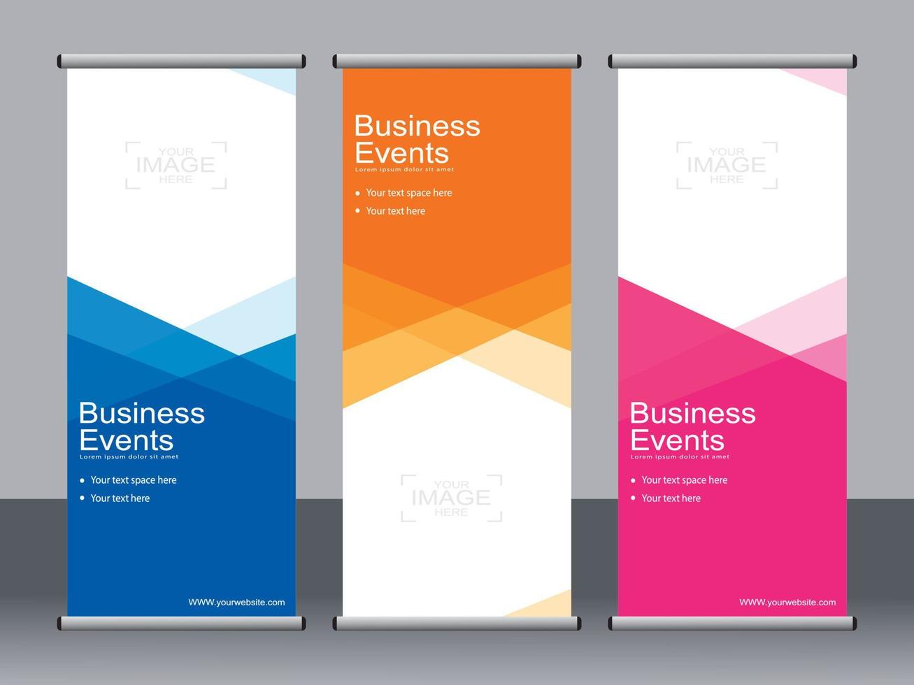 Business banner roll up set standee banner template. vector