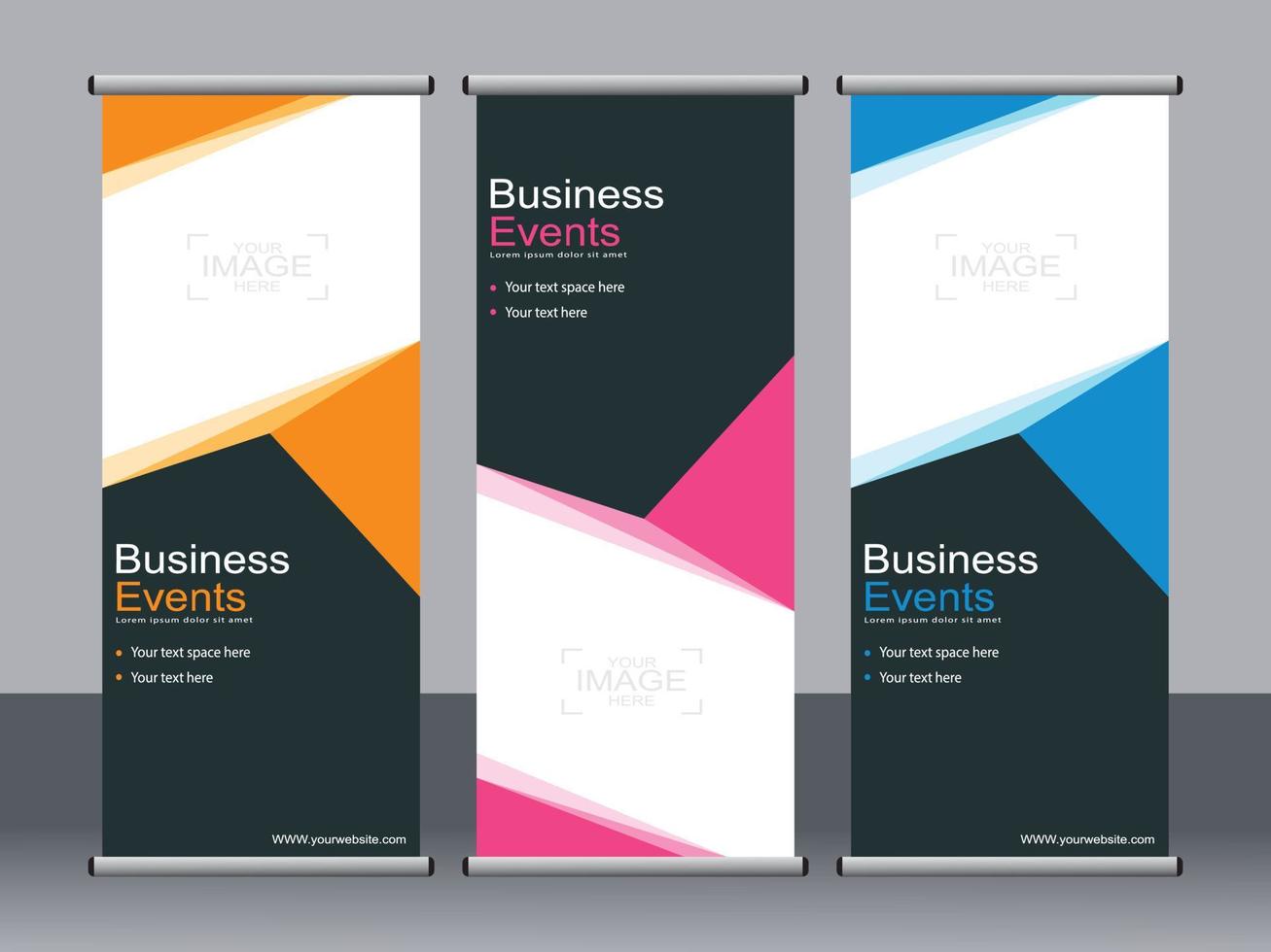 Business banner roll up set standee banner template. vector