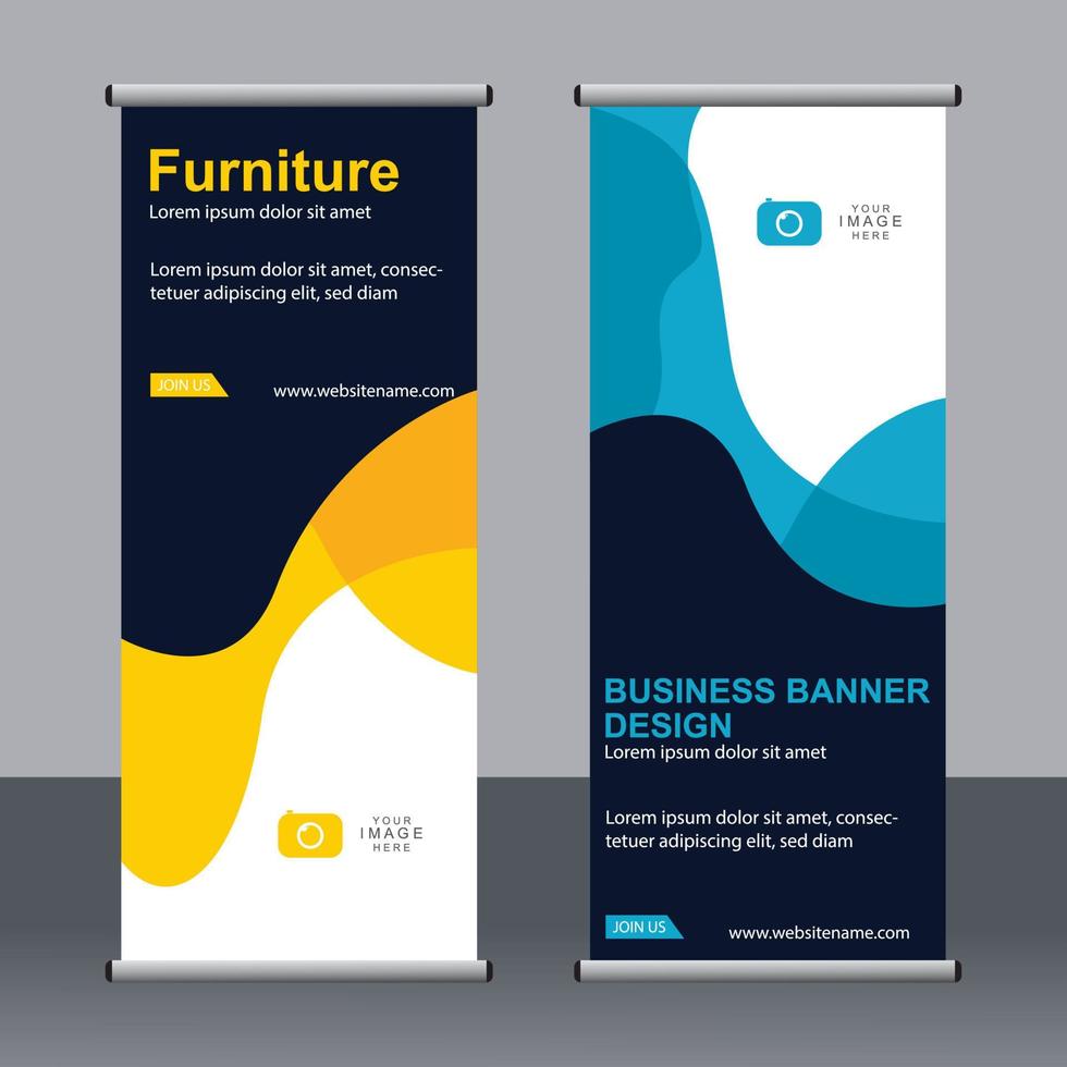 Business banner roll up set standee banner template. vector