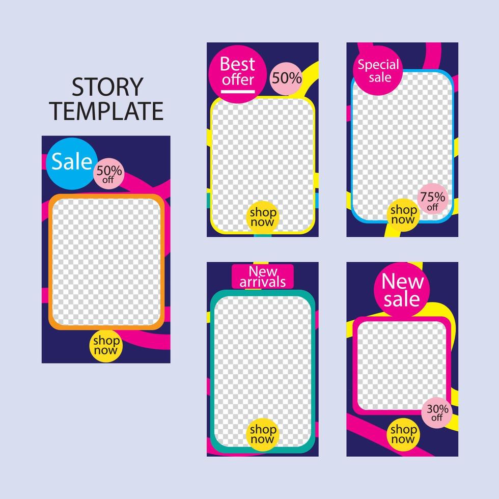 set of five abstract vector banners for social networks stories.
