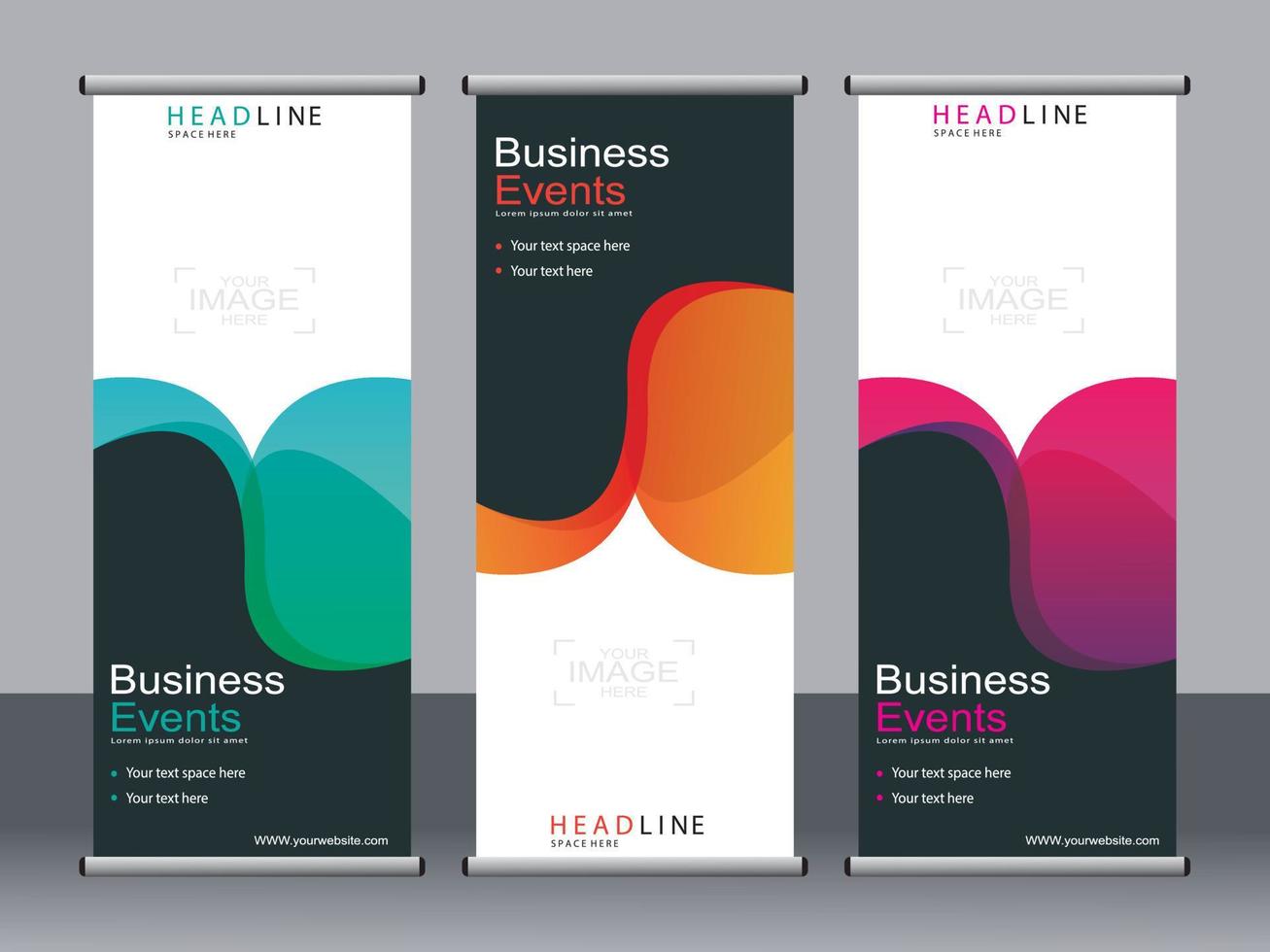 Business banner roll up set standee banner template. vector