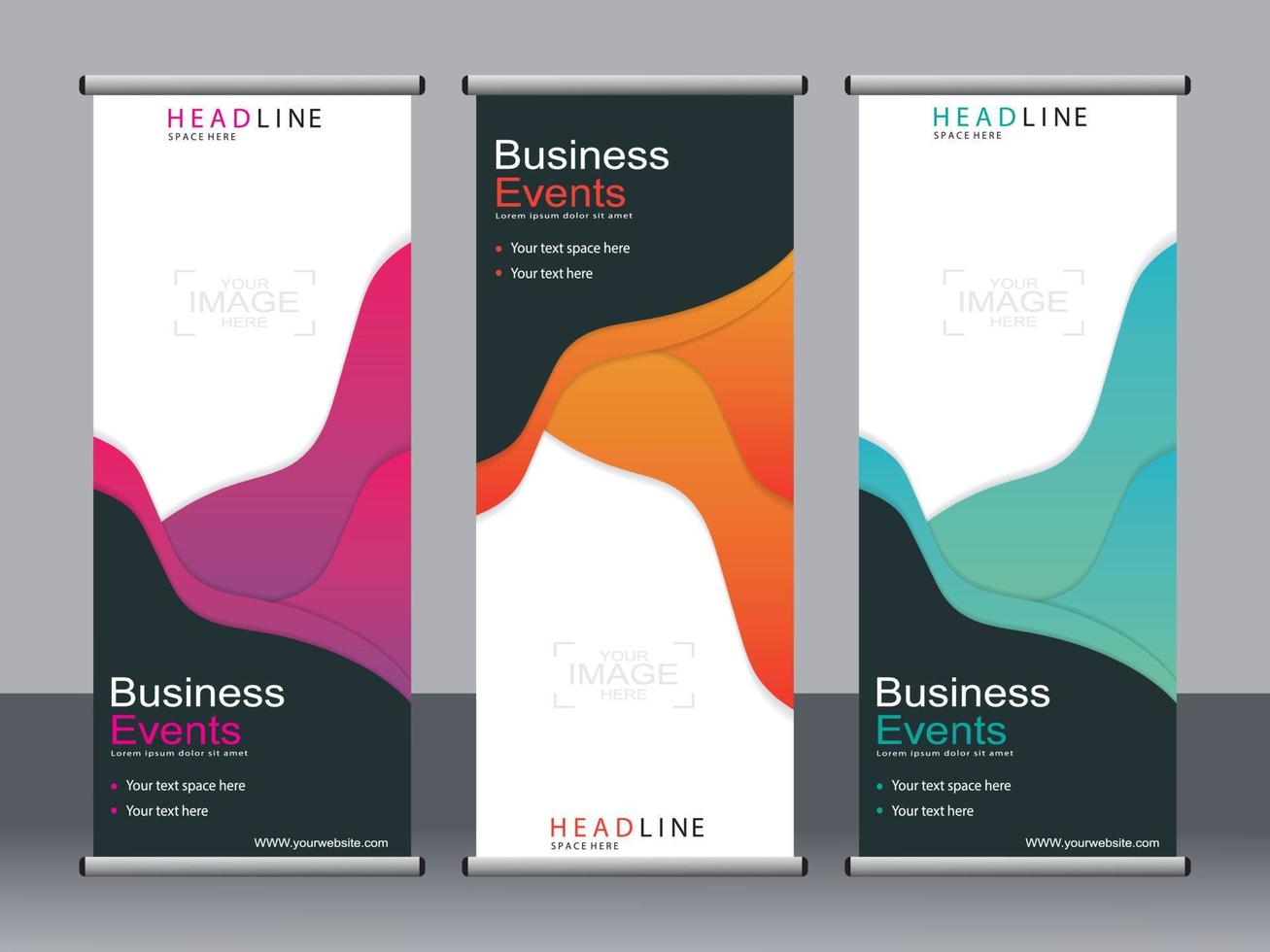 Business banner roll up set standee banner template. vector