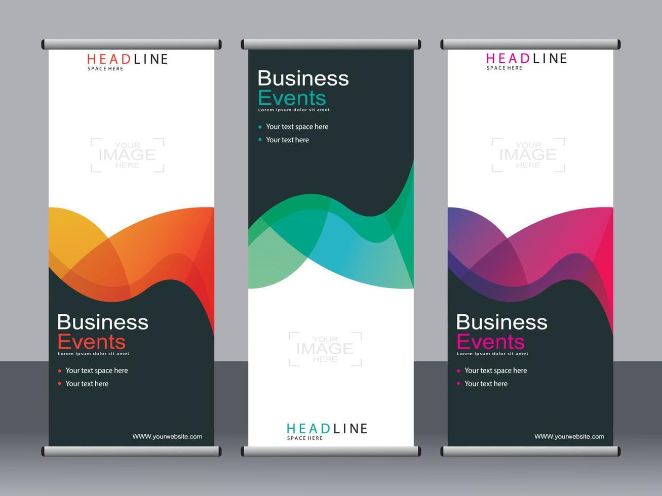 Business banner roll up set standee banner template. vector