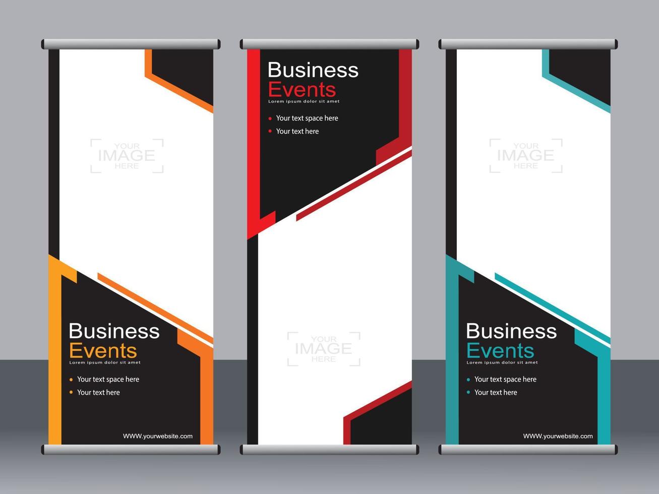 Business banner roll up set standee banner template. vector