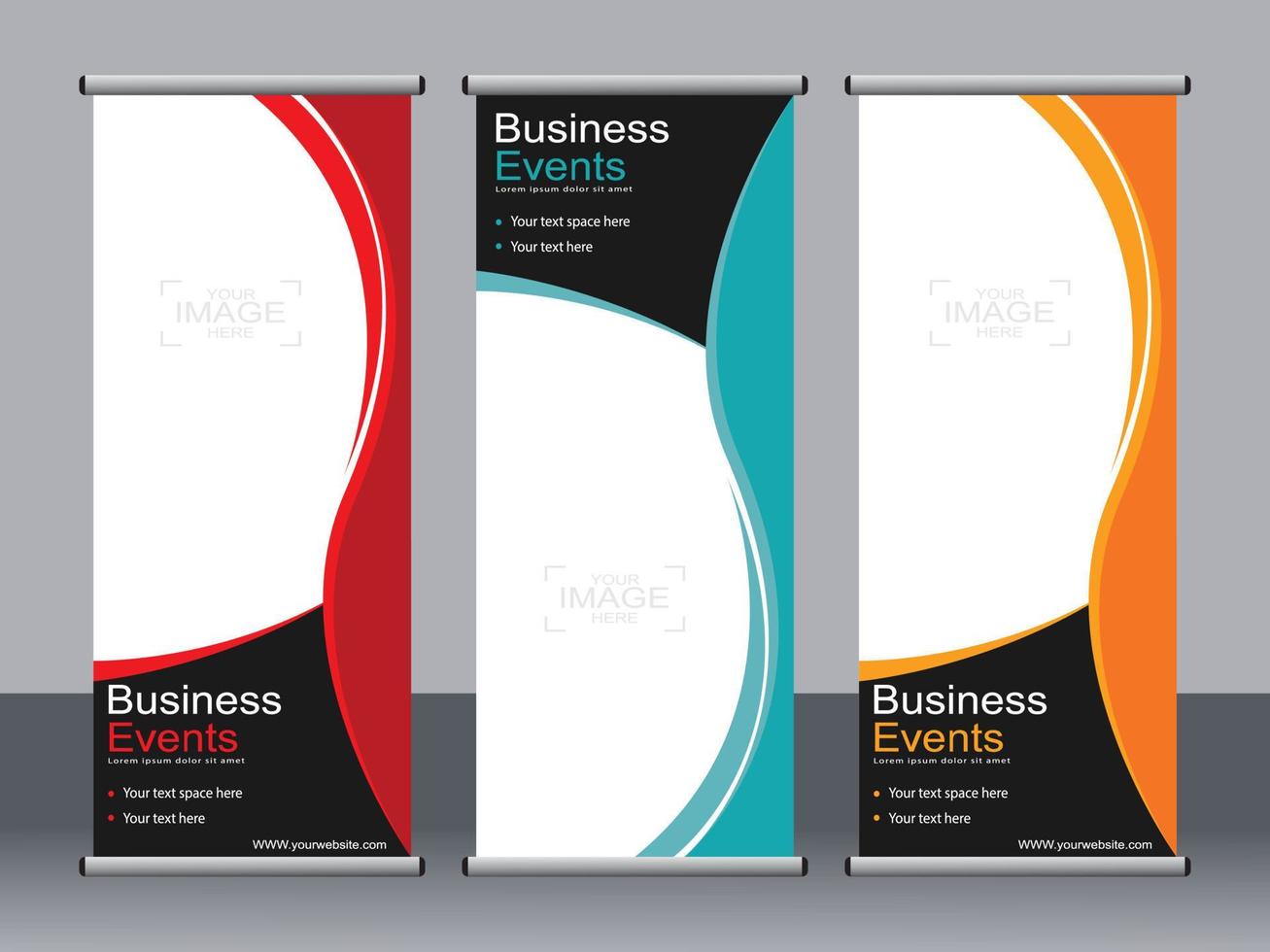 Business banner roll up set standee banner template. vector
