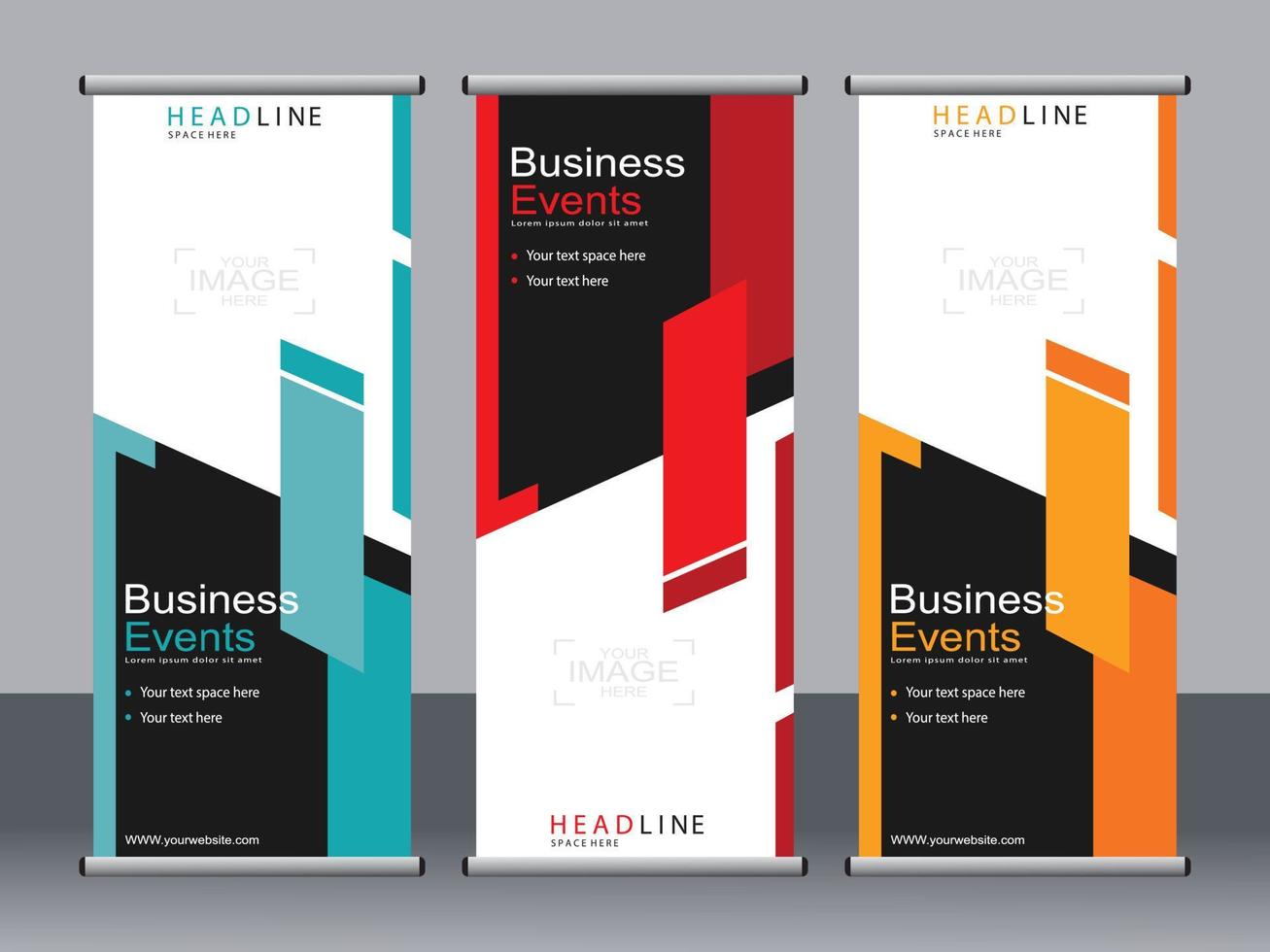 Business banner roll up set standee banner template. vector