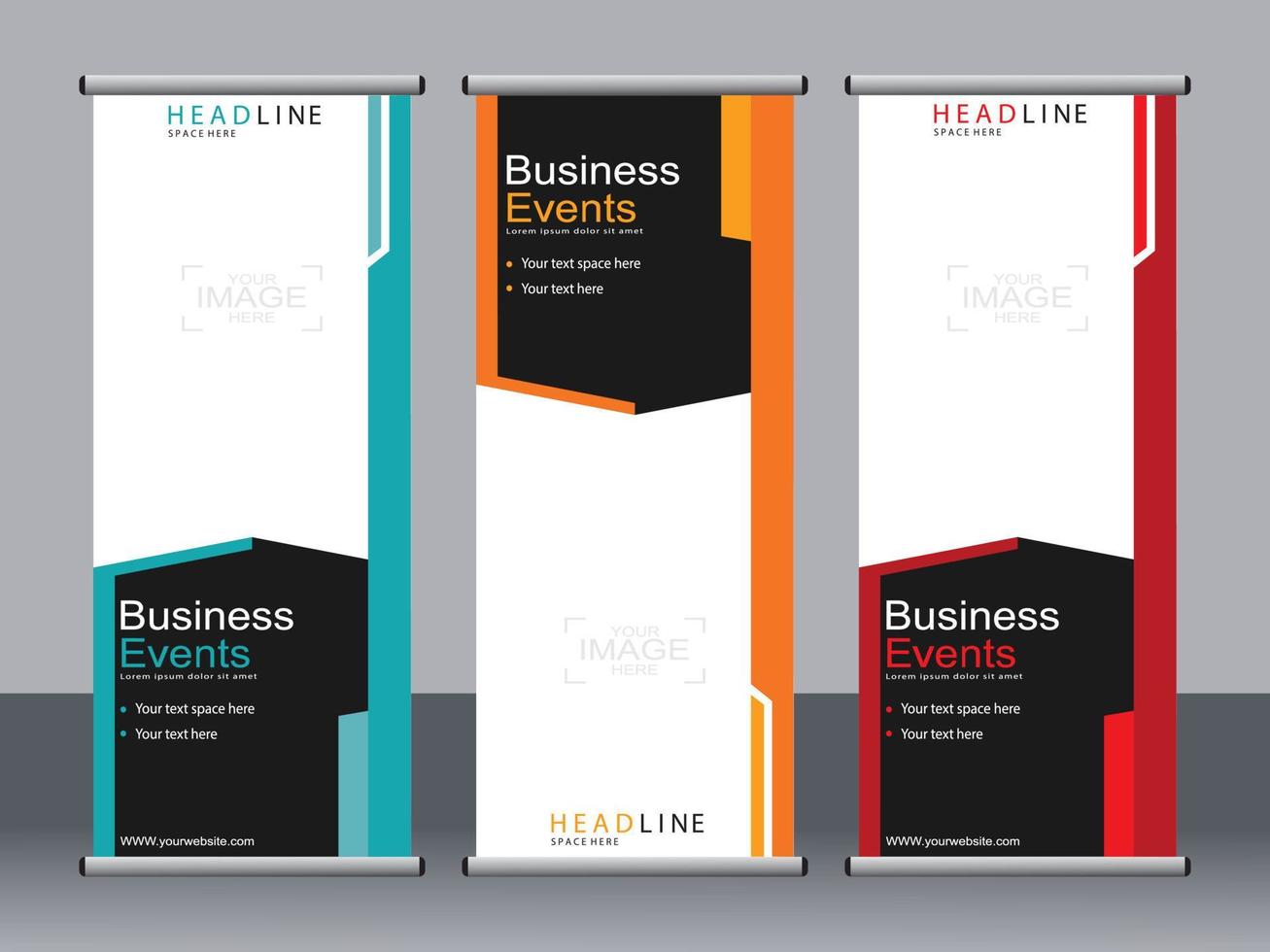 Business banner roll up set standee banner template. vector