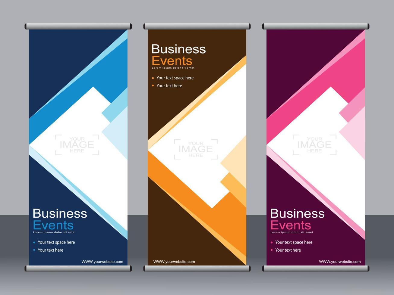 Business banner roll up set standee banner template. vector