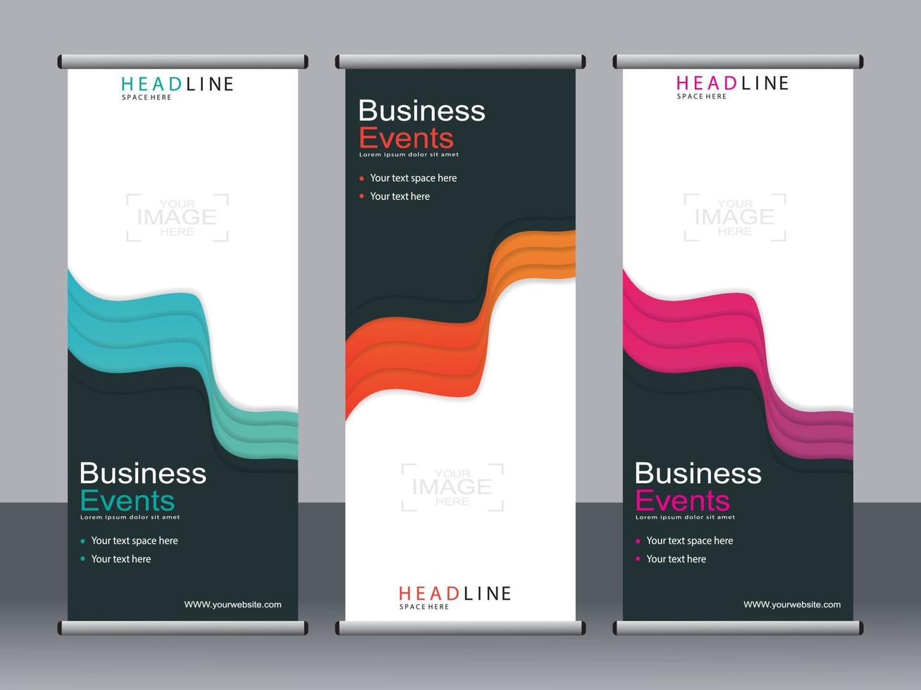 Business banner roll up set standee banner template. vector