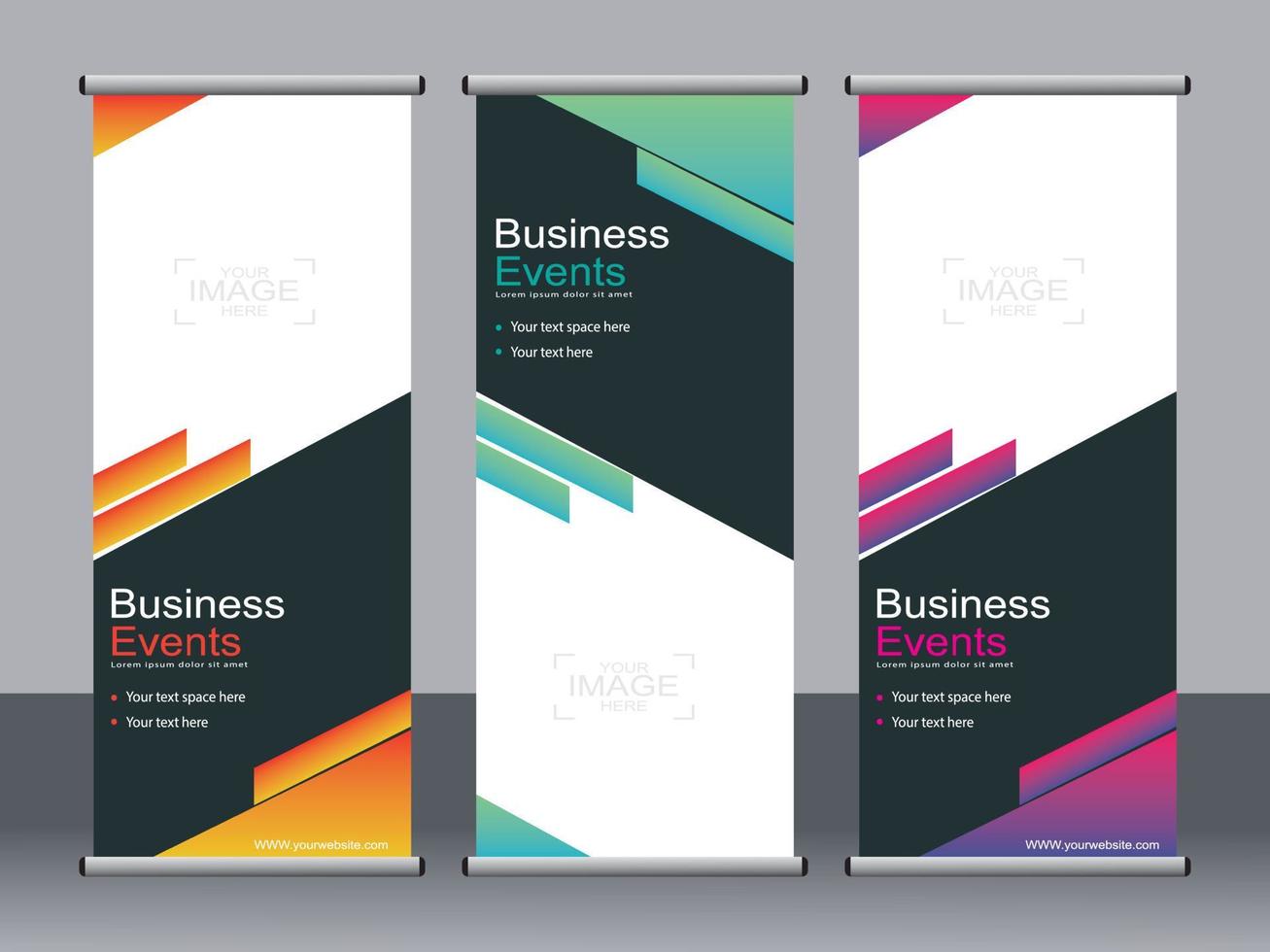 Business banner roll up set standee banner template. vector