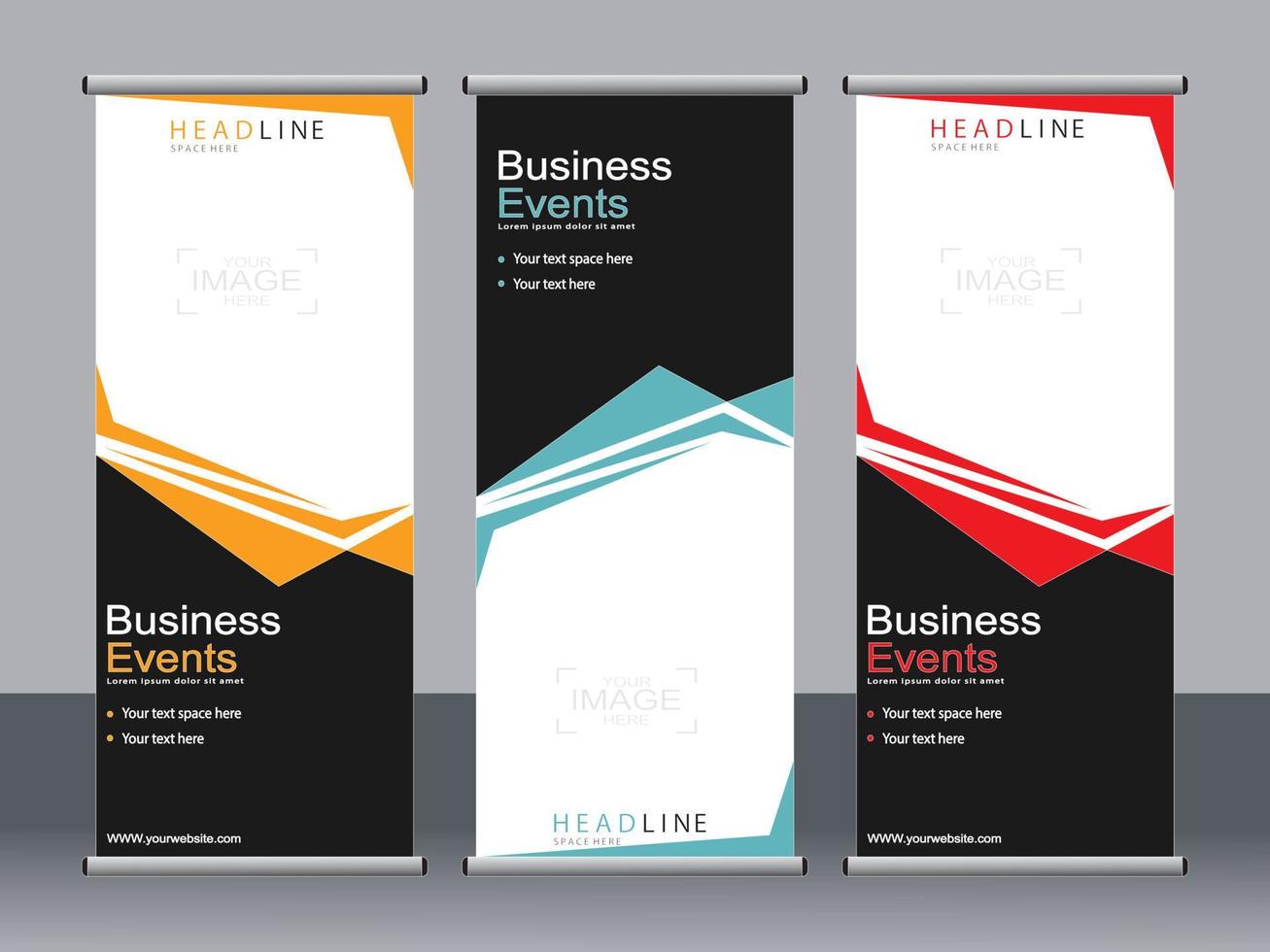 Business banner roll up set standee banner template. vector