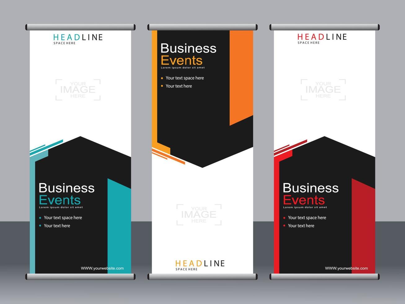 Business banner roll up set standee banner template. vector