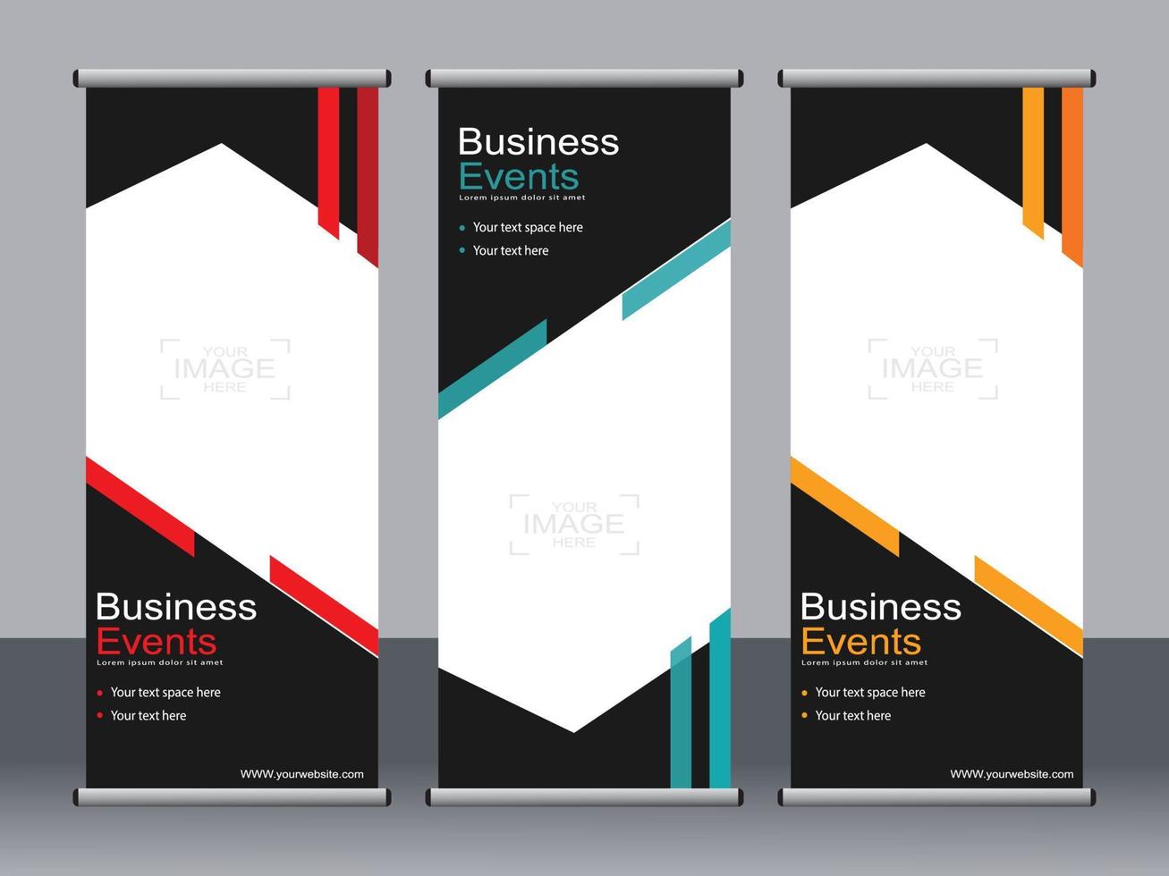 Business banner roll up set standee banner template. vector