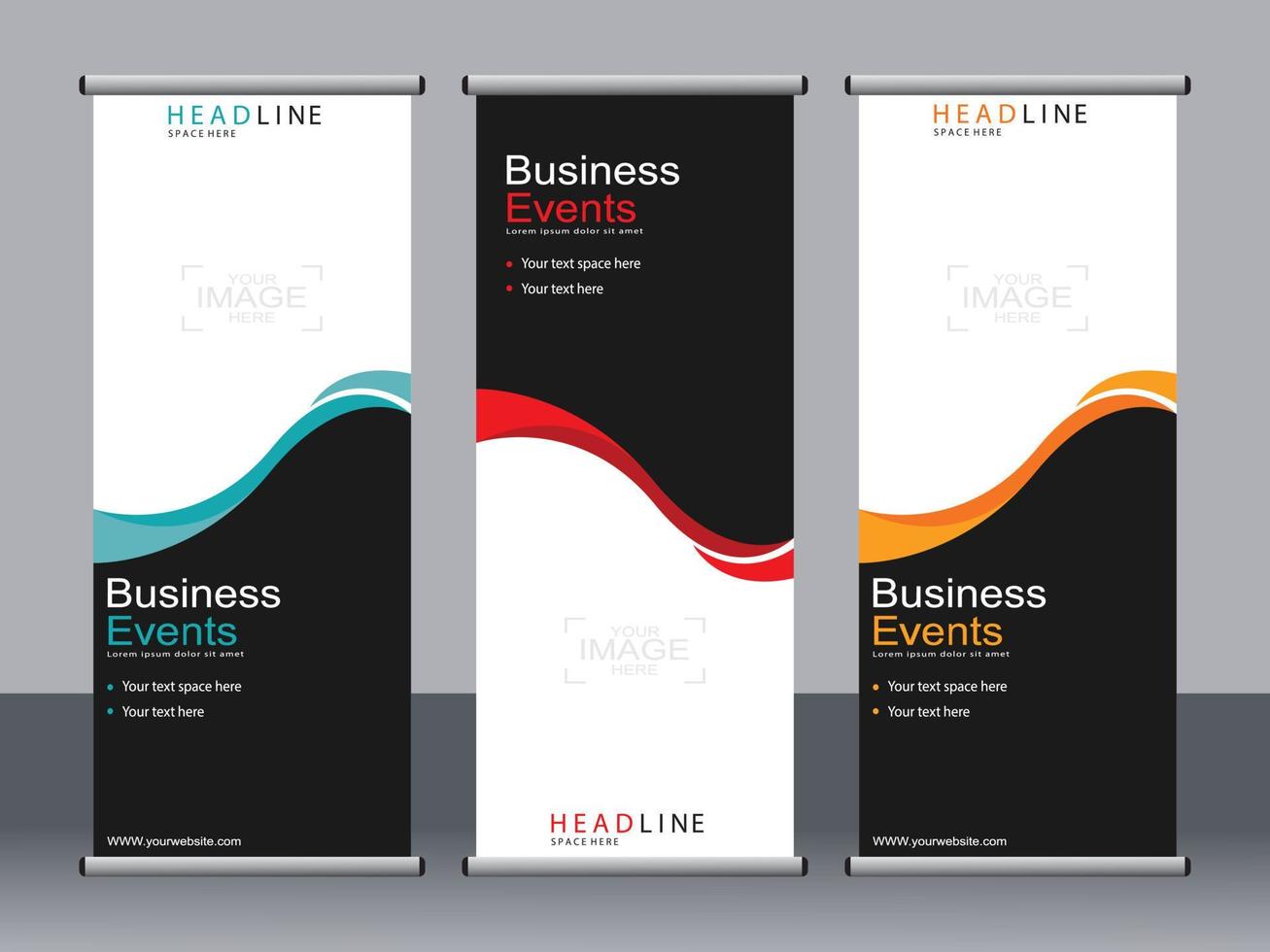 Business banner roll up set standee banner template. vector