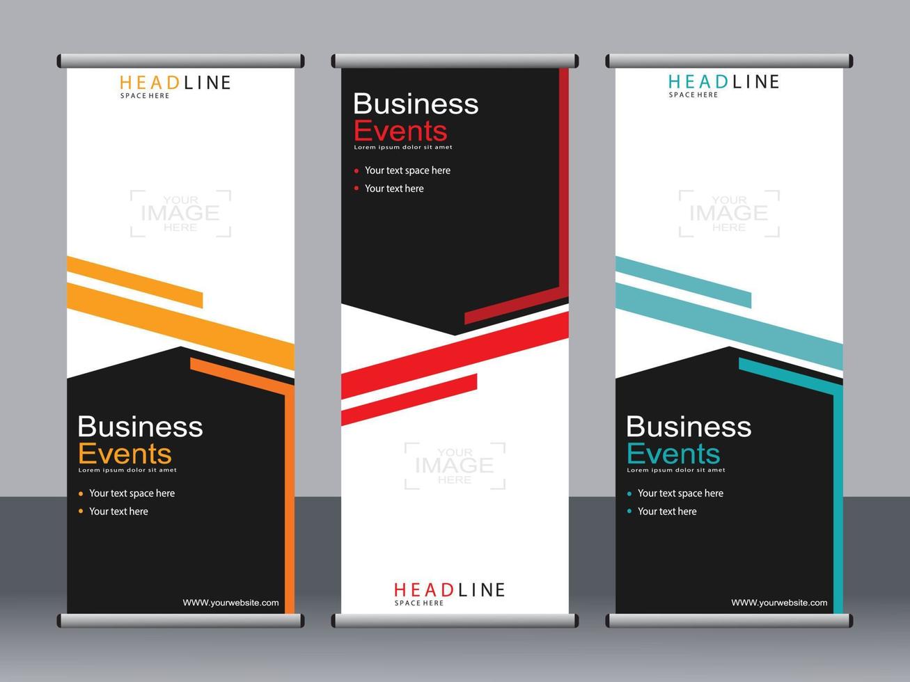Business banner roll up set standee banner template. vector