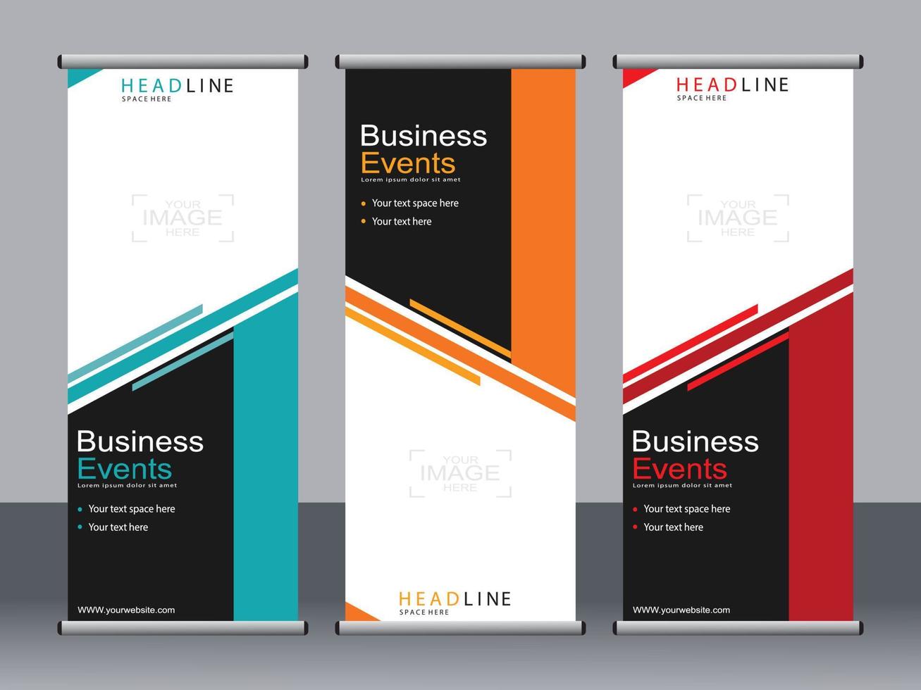 Business banner roll up set standee banner template. vector