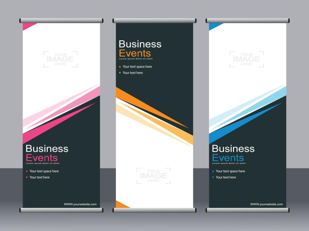 Business banner roll up set standee banner template. vector