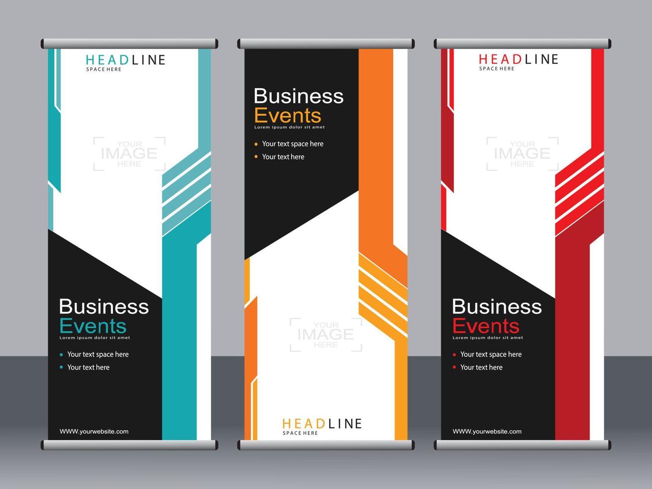Business banner roll up set standee banner template. vector