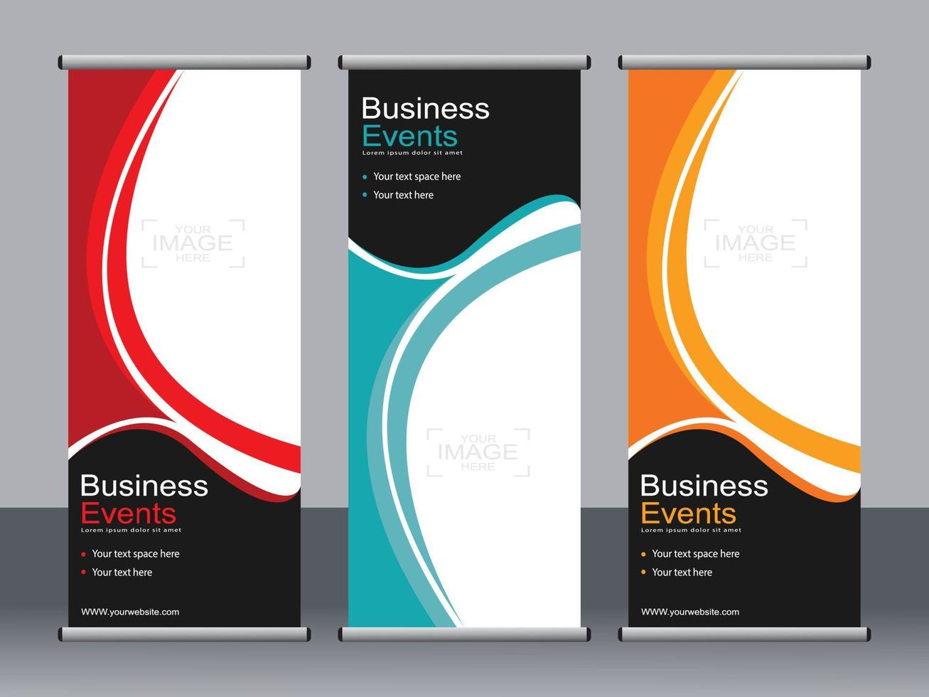 Business banner roll up set standee banner template. vector