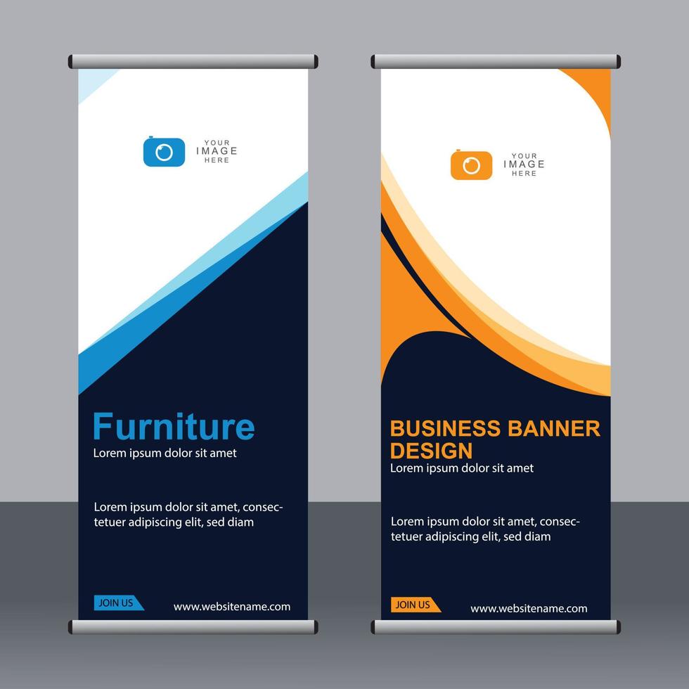 Business banner roll up set standee banner template. vector