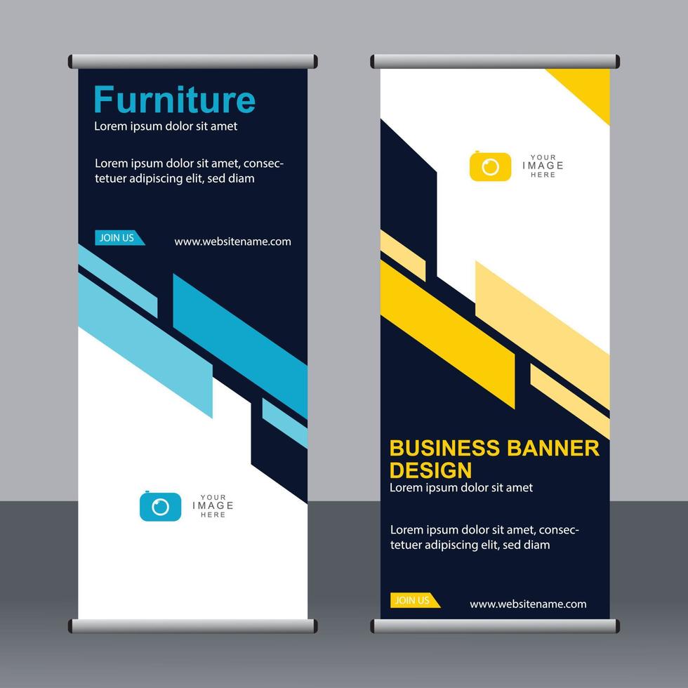 Business banner roll up set standee banner template. vector