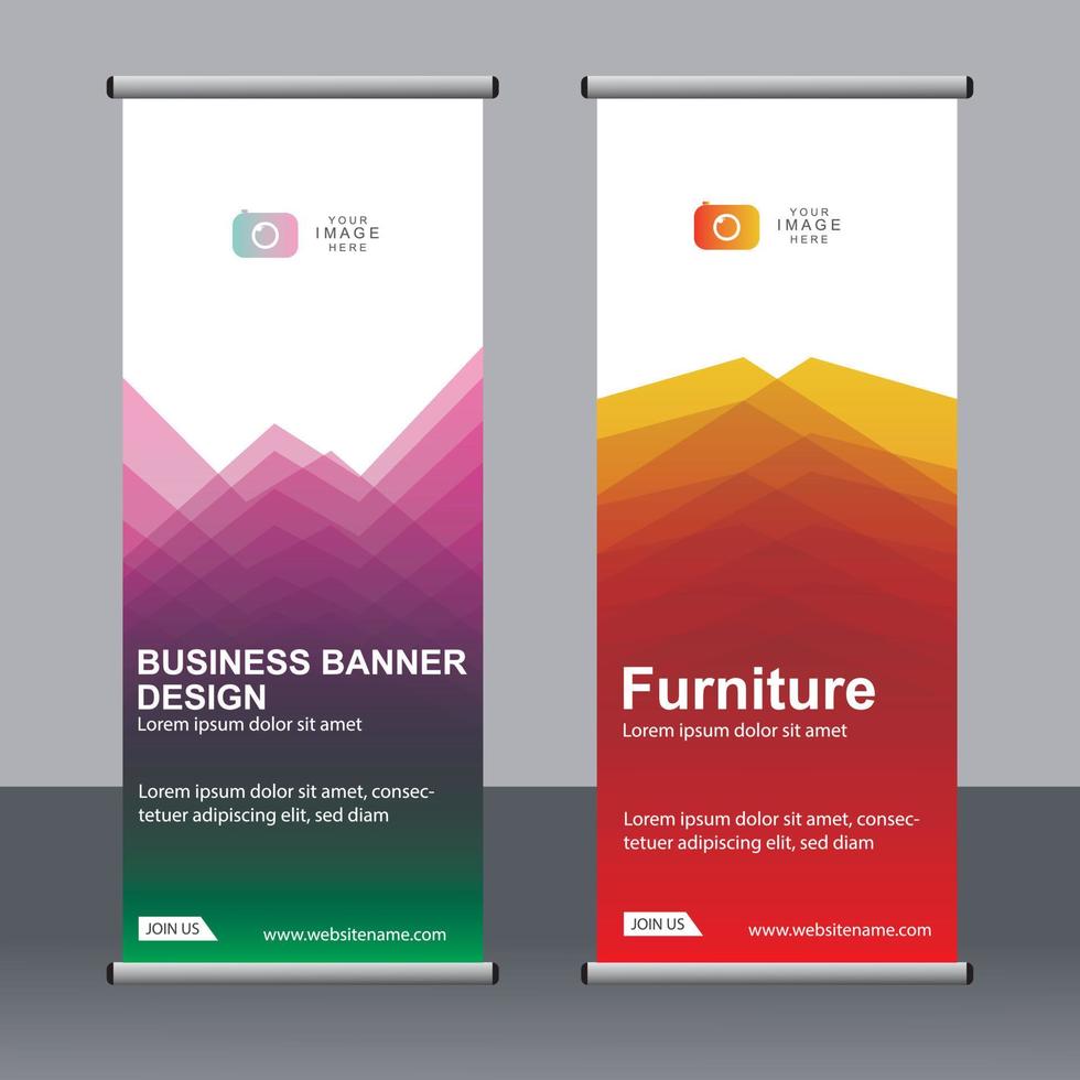 Business banner roll up set standee banner template. vector