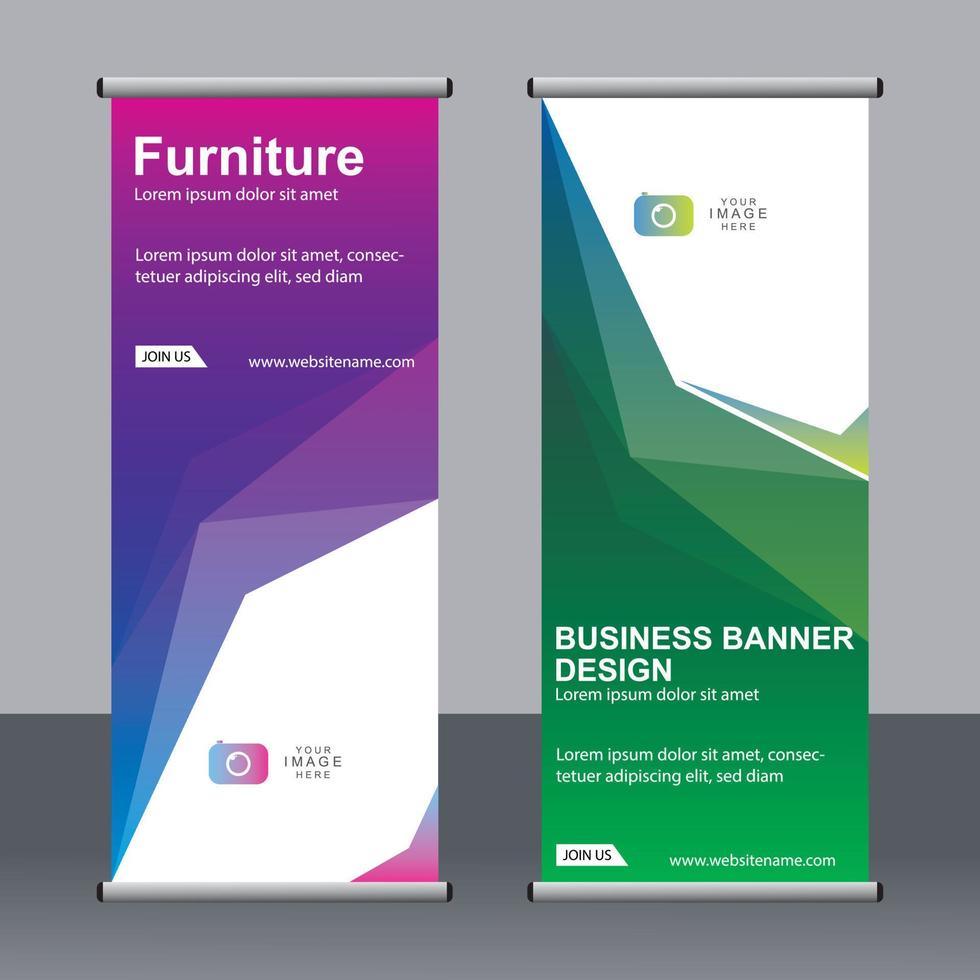 Business banner roll up set standee banner template. vector