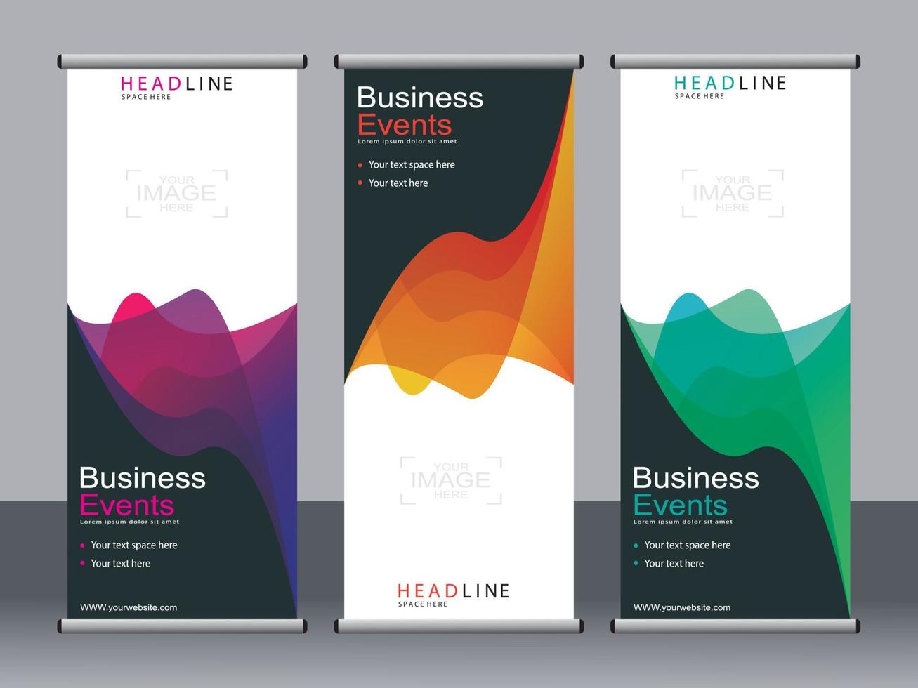 Business banner roll up set standee banner template. vector