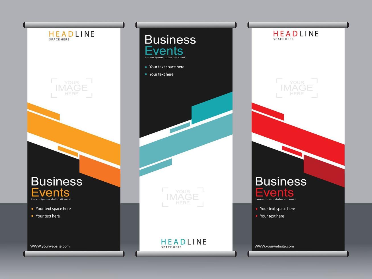 Business banner roll up set standee banner template. vector