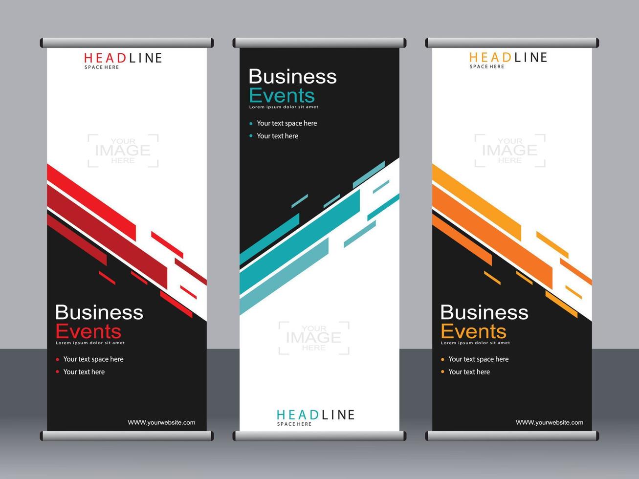 Business banner roll up set standee banner template. vector