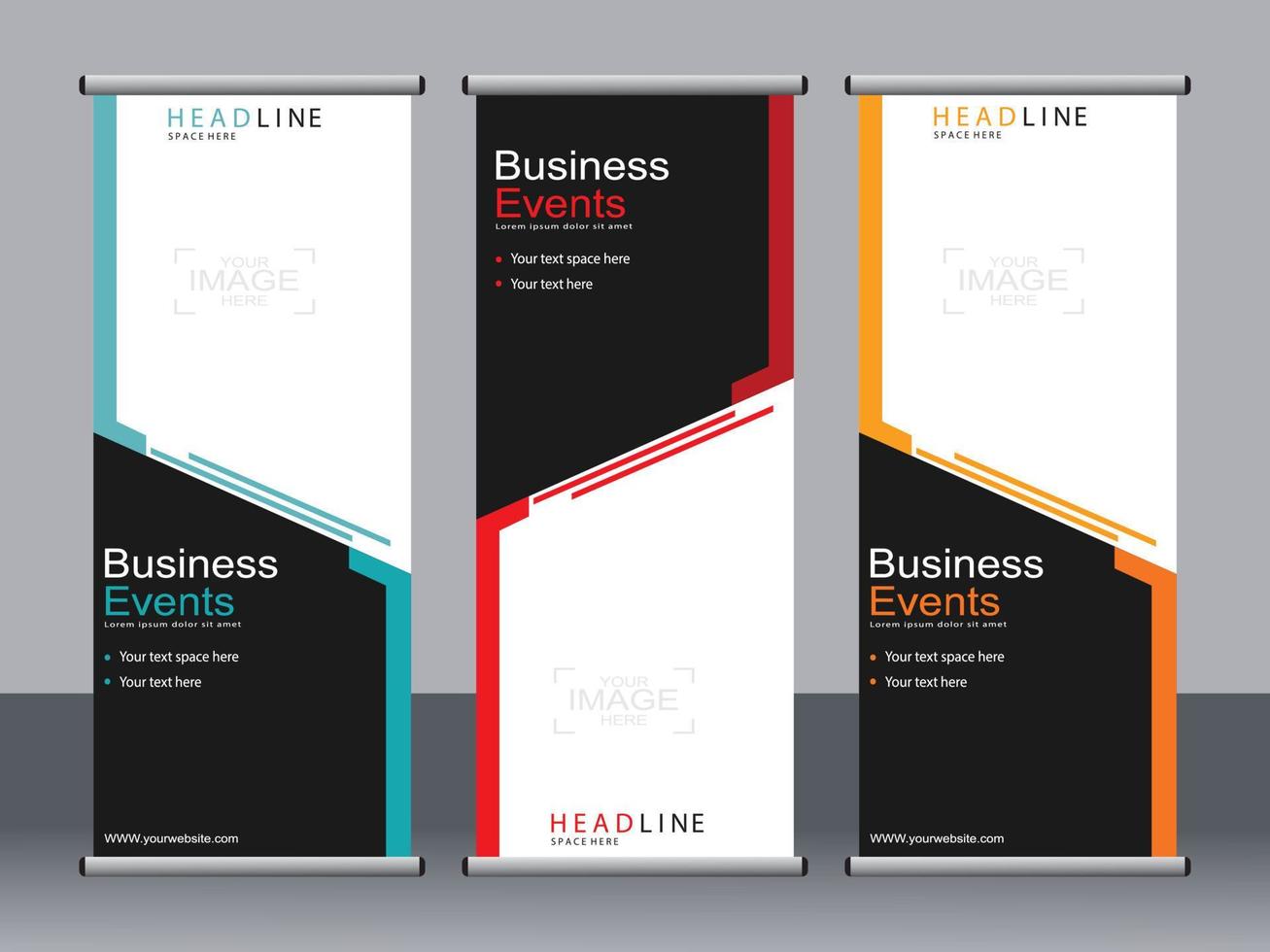 Business banner roll up set standee banner template. vector