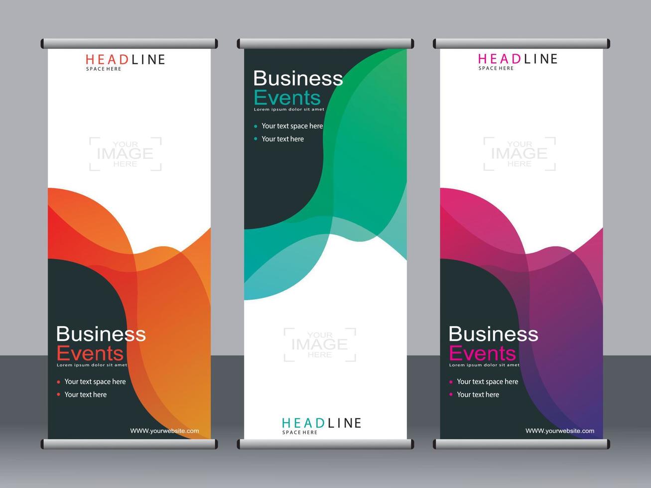 Business banner roll up set standee banner template. vector