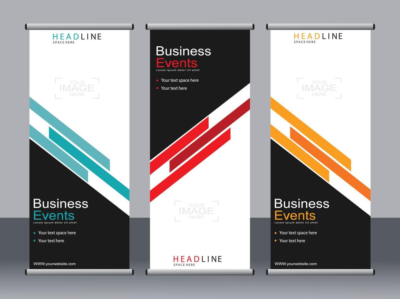 Business banner roll up set standee banner template. vector