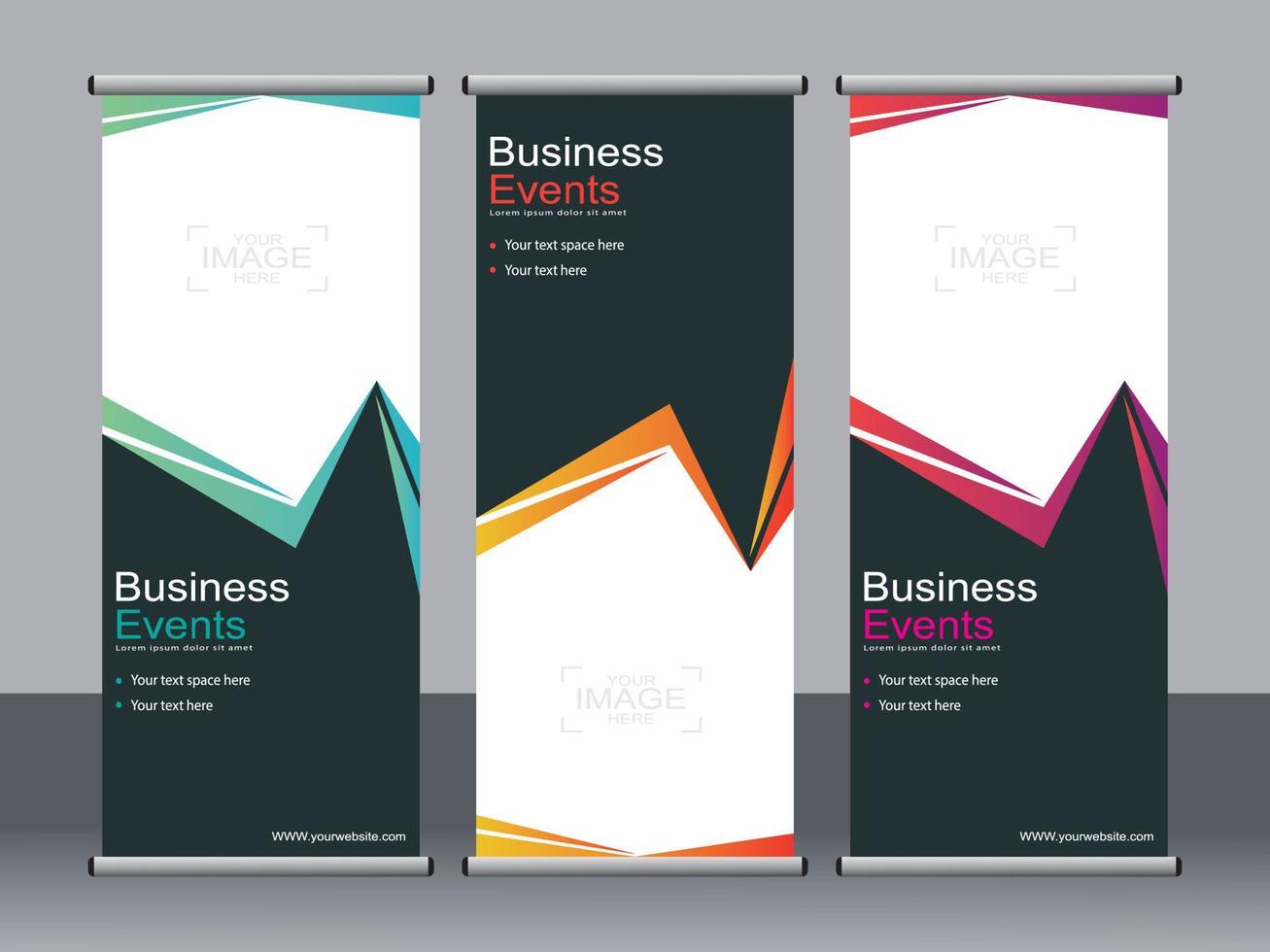 Business banner roll up set standee banner template. vector
