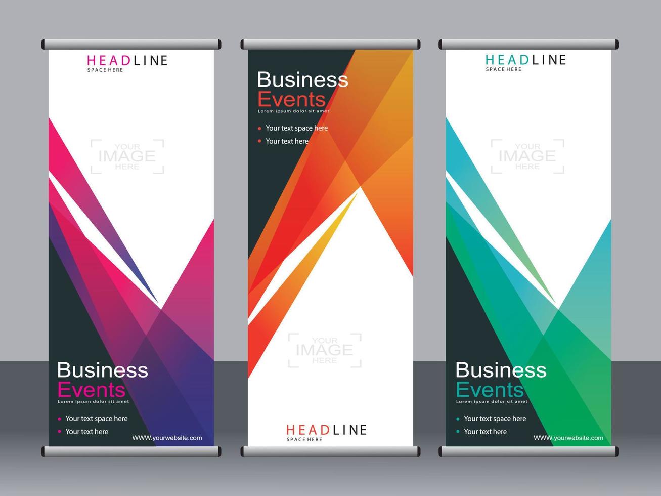 Business banner roll up set standee banner template. vector