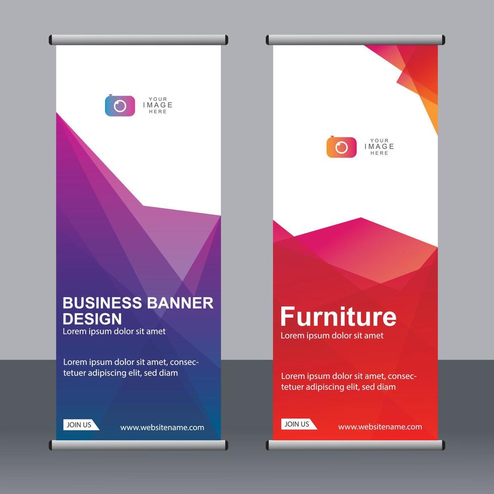 Business banner roll up set standee banner template. vector